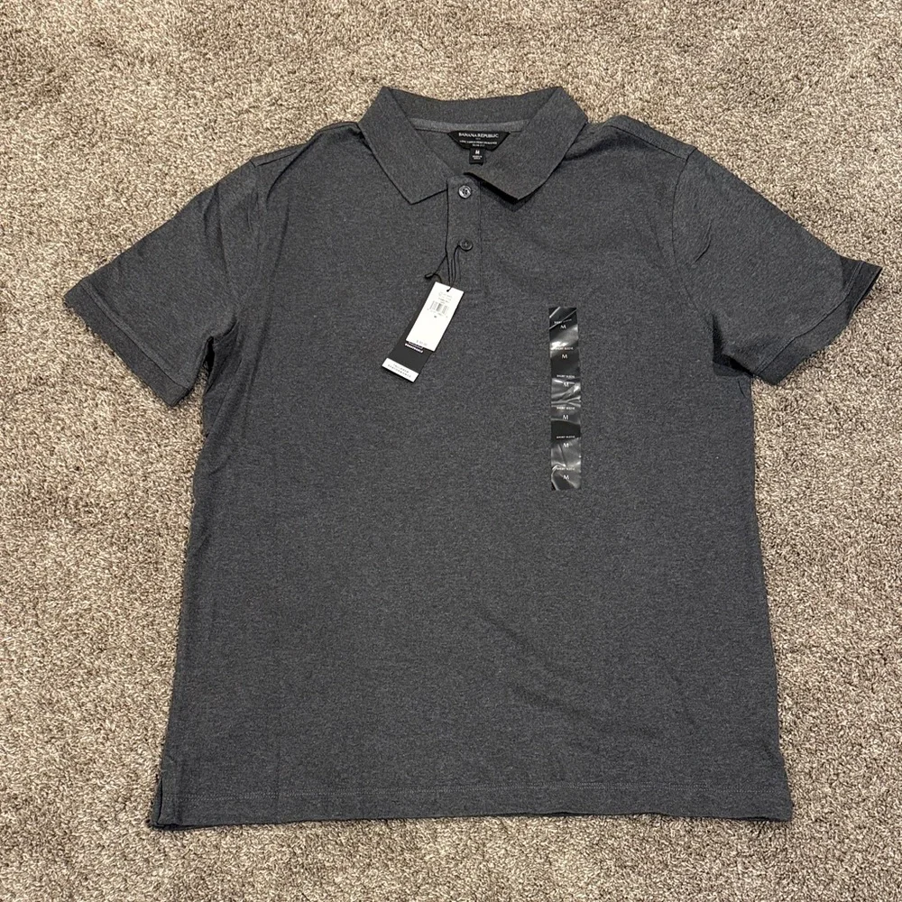 Banana Republic - Charcoal Luxe Touch Performance Slim Fit Polo Shirt - sz M NWT